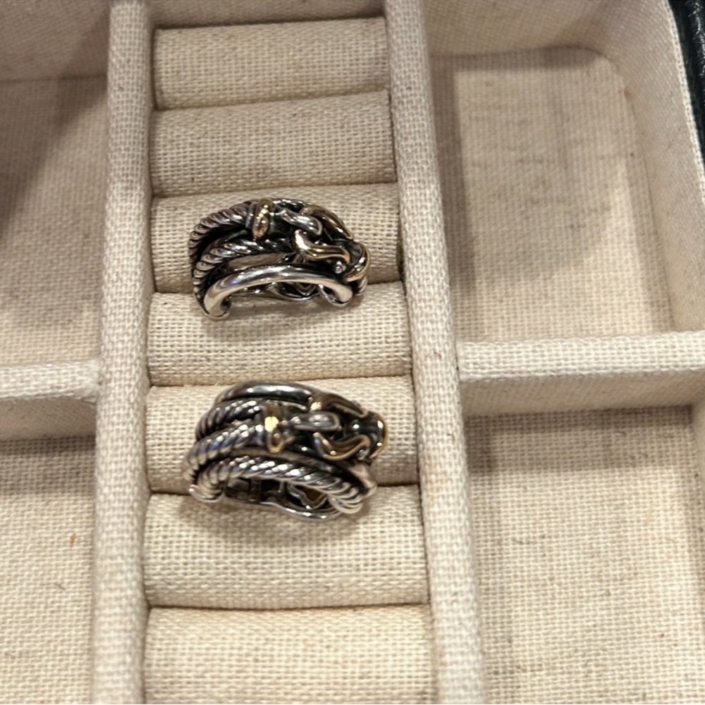 David Yurman Silver/Gold Shrimp Buckle Earrings